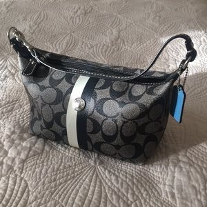 COACH Heritage Stripe Black and White purse #43555